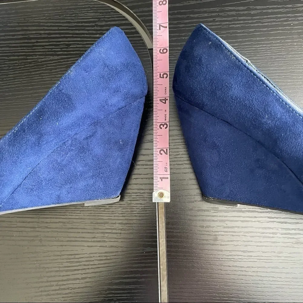 Mix No. 6 Olivia Blue Ruffle Toe Wedge Shoe, 9.5